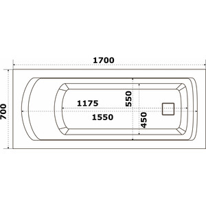 Акриловая ванна BAS Аякс 170х70 с каркасом, фронтальная панель (В 00130, Э 00130)
