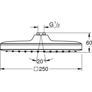 Верхний душ Grohe Tempesta 250 Cube хром (26681000)
