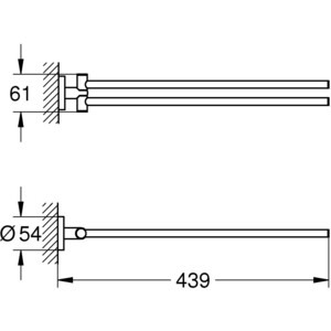 Полотенцедержатель Grohe Essentials двойной, тёмный графит матовый (40371AL1)