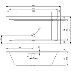 Акриловая ванна Riho Rething Cubic 180x90 с каркасом (B107001005, 2YNVN1023)