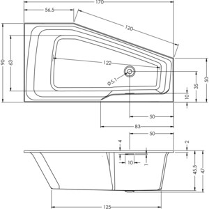 Акриловая ванна Riho Rething Space 170x90 R правая, с ножками (B113001005, 207097)