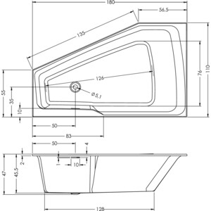 Акриловая ванна Riho Rething Space 180x110 L левая (B116001005)