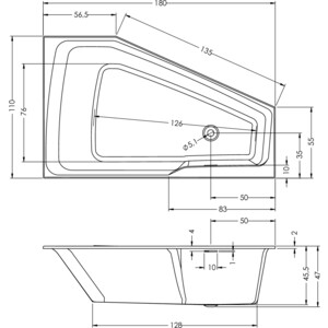 Акриловая ванна Riho Rething Space 180x110 R правая (B115001005)