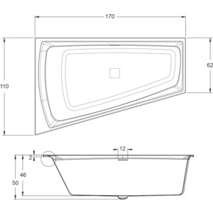 Акриловая ванна Riho Still Smart Fall 170x110 R правая, с ножками, заполнение через перелив (B101009005, 207097)