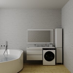 Мебель для ванной Style line Даллас Люкс 78 (140L) подвесная, под стиральную машину, белая эмаль