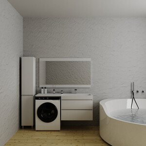 Мебель для ванной Style line Даллас Люкс 78 (140R) подвесная, под стиральную машину, белая