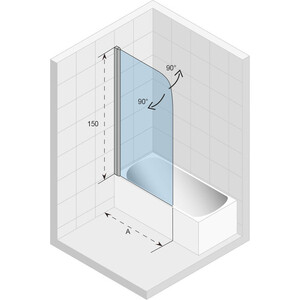 Шторка для ванной Riho Novik Z107 75х150 прозрачная, хром (G003043120)