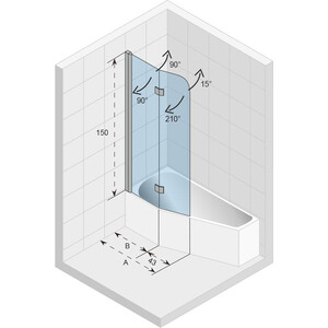 Шторка для ванной Riho Novik Z500 90х150 Delta прозрачная, хром (G003040120)