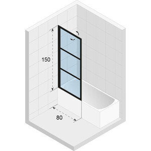 Шторка для ванной Riho Grid GB501 80х150 левая, прозрачная, черный (G004046121)