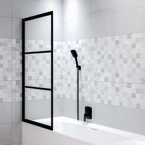 Шторка для ванной Riho Grid GB501 80х150 левая, прозрачная, черный (G004046121)