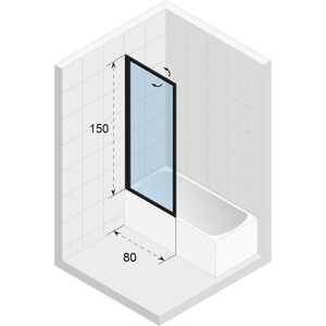 Шторка для ванной Riho Vz Lucid GD501 80х150 прозрачная, белый (G005046122)