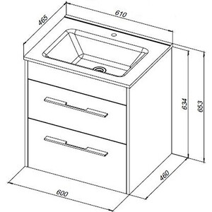 Тумба с раковиной Aquanet Августа 60 Flat два ящика, белый глянец (277507, 254363)