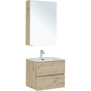Мебель для ванной Aquanet Алвита 60 два ящика, дуб веллингтон белый зеркальный шкаф aquanet алвита 60 дуб веллингтон белый 277541