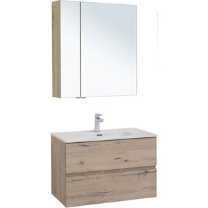 Мебель для ванной Aquanet Алвита 80 два ящика, дуб веллингтон белый зеркальный шкаф aquanet алвита 70 белый 184038