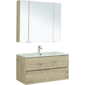 Мебель для ванной Aquanet Алвита 100 два ящика, дуб веллингтон белый зеркальный шкаф aquanet алвита 60 дуб веллингтон белый 277541