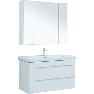 Мебель для ванной Aquanet София 105 два ящика, белый глянец зеркальный шкаф lemark universal 70х80 белый глянец lm70zs u
