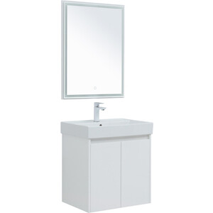 Мебель для ванной Aquanet Nova Lite 60 две дверки, белый глянец зеркало aquanet nova lite 90 белый led 00242264