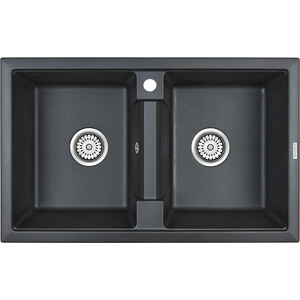Кухонная мойка Paulmark Zwilling 81х50 черный металлик (PM238150-BLM) кухонная мойка paulmark zwilling 81х50 pm238150 bl