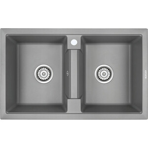 Кухонная мойка Paulmark Zwilling 81х50 серый металлик (PM238150-GRM) мойка кухонная из камня dr gans берта 580 580х470 мм серый