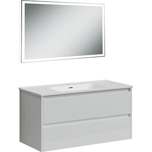 Мебель для ванной Sancos Libra 100 два ящика, белый глянец корзина органайзер для ящика 33x25x9 см белый