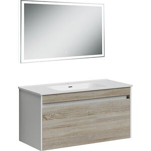 Мебель для ванной Sancos Smart 100 два ящика, дуб бардолино/белый мебель для ванной cersanit moduo 50 два ящика белая