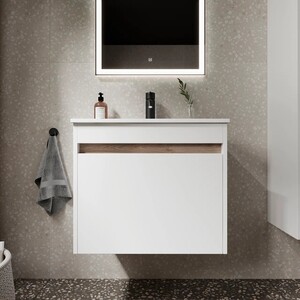 Мебель для ванной Sancos Smart 60 два ящика, белый глянец