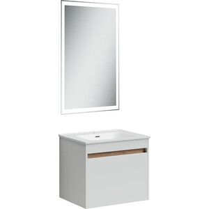Мебель для ванной Sancos Smart 60 два ящика, белый глянец пенал sancos smart 35 белый глянец psm35w