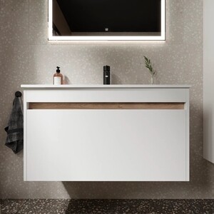 Мебель для ванной Sancos Smart 90 два ящика, белый глянец