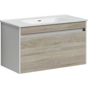 Мебель для ванной Sancos Smart 90 два ящика, дуб бардолино/белый