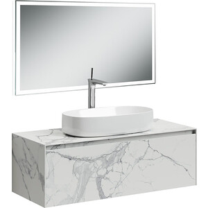 Мебель для ванной Sancos Stone 120 один ящик, столешница керамогранит, Statuario white зеркало с подставкой bomidi r1 usb white