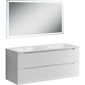 Мебель для ванной Sancos Norma 2.0 120 два ящика, двойная раковина, белый глянец зеркало 90x68 см глянец белый глянец bellezza рио 4613615060268