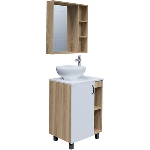 Мебель для ванной Grossman Флай 60х40 GR-3014, белый/дуб сонома зеркало grossman флай 80 дуб сонома 208001