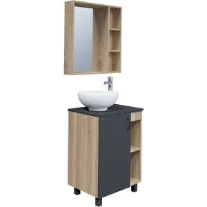 Мебель для ванной Grossman Флай 60х40 GR-3014, серый/дуб сонома зеркало grossman флай 80 дуб сонома 208001