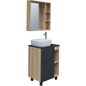 Мебель для ванной Grossman Флай 60х40 GR-3019, серый/дуб сонома зеркало grossman флай 100 дуб сонома 201001
