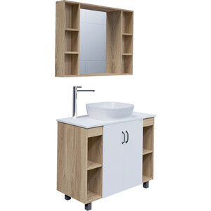 Мебель для ванной Grossman Флай 100х45 GR-3019, белый/дуб сонома зеркало grossman флай 70 дуб сонома 207001