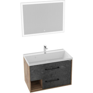 Мебель для ванной Grossman Реал 80х45 веллингтон/бетон зеркало 60x70 см дуб веллингтон графит grossman смарт 206007