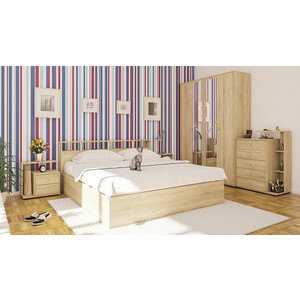 Комплект мебели СВК Камелия спальня № 4 кровать 180х200, комод, две тумбы, шкаф 160, дуб сонома (1024058)