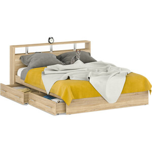 Кровать СВК Камелия 160х200 с ящиками, дуб сонома (1024047)