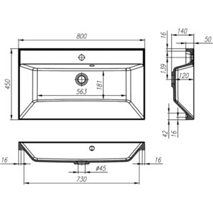 Раковина мебельная BelBagno 80х45 чёрная матовая (BB800/450-LV-ART-AST-NERO)