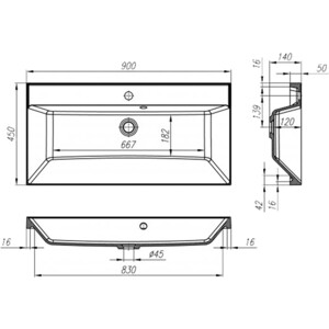 Раковина мебельная BelBagno 90х45 чёрная матовая (BB900/450-LV-ART-AST-NERO)