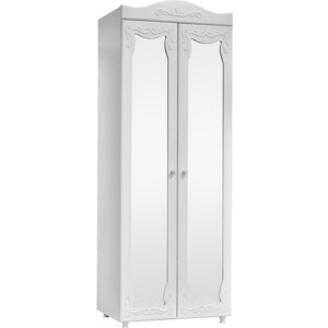 Шкаф для белья ОЛМЕКО Италия ИТ-43 с зеркальными дверьми, белое дерево шкаф четырехдверный олмеко монако мн 61 с зеркальными дверьми белое дерево