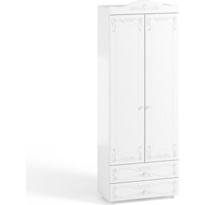 Шкаф для белья ОЛМЕКО Италия ИТ-44 с ящиками, белое дерево шкаф четырехдверный олмеко италия ит 63 две зеркальные дверцы с ящиками белое дерево