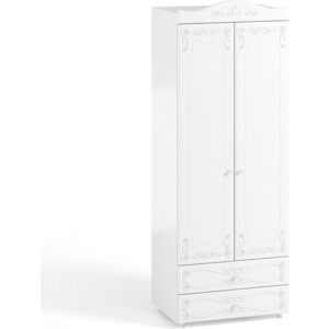 Шкаф для одежды ОЛМЕКО Италия ИТ-49 с ящиками, белое дерево шкаф для одежды олмеко италия ит 48 с зеркальными дверьми белое дерево
