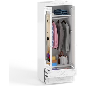 Шкаф для одежды ОЛМЕКО Италия ИТ-50 с зеркальными дверьми и ящиками, белое дерево OLMP002330 - фото 2