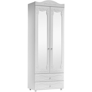 Шкаф для одежды ОЛМЕКО Италия ИТ-50 с зеркальными дверьми и ящиками, белое дерево OLMP002330 - фото 4
