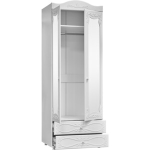 Шкаф для одежды ОЛМЕКО Италия ИТ-50 с зеркальными дверьми и ящиками, белое дерево OLMP002330 - фото 5