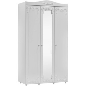 Шкаф трехдверный ОЛМЕКО Италия ИТ-54 с зеркальной дверью, белое дерево шкаф для одежды олмеко монако мн 48 с зеркальными дверьми белое дерево