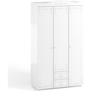 Шкаф трехдверный ОЛМЕКО Италия ИТ-56 с ящиками, белое дерево шкаф трехдверный олмеко италия ит 55 с зеркальными дверьми белое дерево