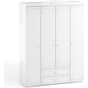 Шкаф четырехдверный ОЛМЕКО Италия ИТ-62 с ящиками, белое дерево шкаф для одежды олмеко италия ит 50 с зеркальными дверьми и ящиками белое дерево