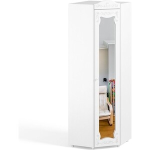 Шкаф угловой ОЛМЕКО Италия ИТ-66 с зеркальной дверью, белое дерево стол журнальный олмеко италия ит 14 белое дерево